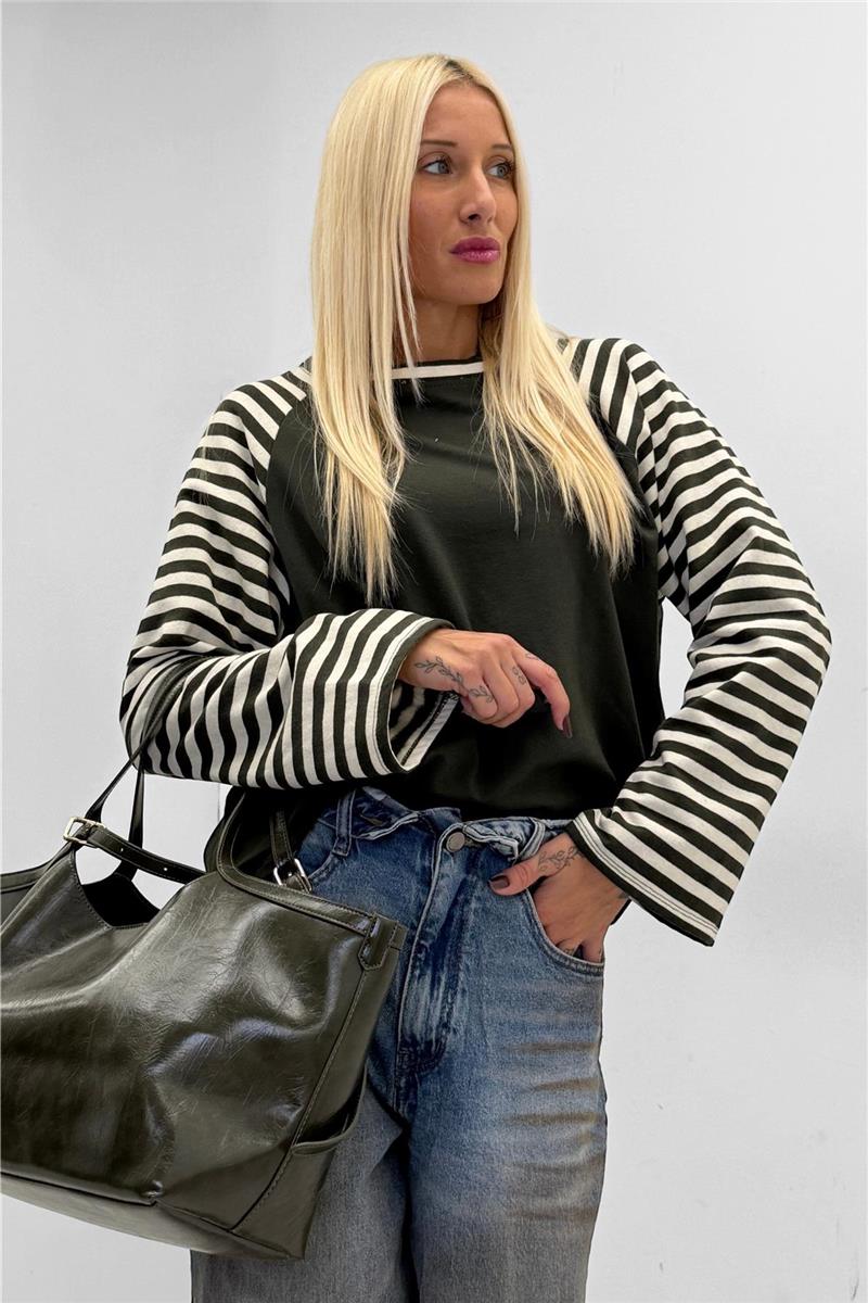 maglia bicolore con manica a righe leila
